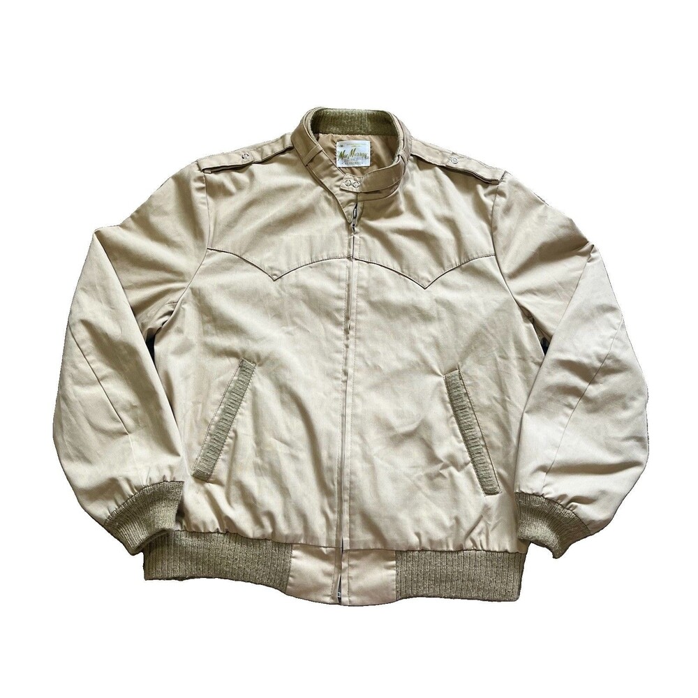 Vintage Mac Murray Jacket Mens Medium Tan Sherpa Fleece Lined Full Zip Up  *